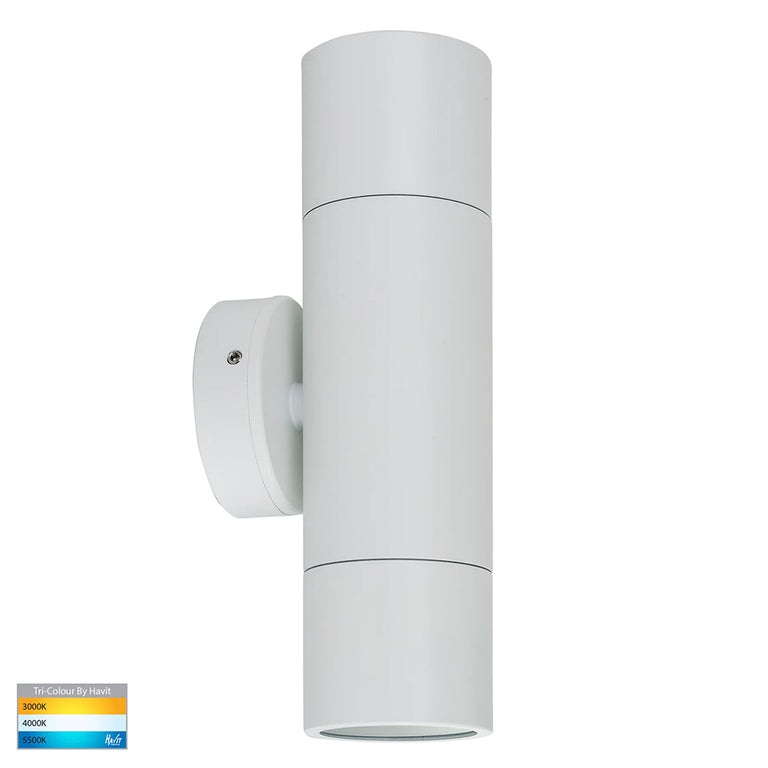 Tivah 2 x 9in1 CCT 240V GU10 LED Up / Down Wall Light Matt White - HV1035T