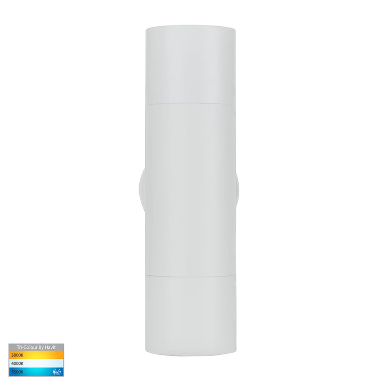 Tivah 2 x 9in1 CCT 240V GU10 LED Up / Down Wall Light Matt White - HV1035T