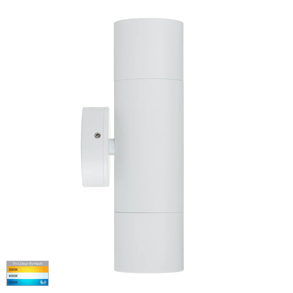 Tivah 2 x 9in1 CCT 240V GU10 LED Up / Down Wall Light Matt White - HV1035T
