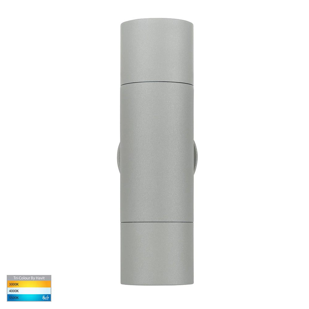 Tivah 2 x 9in1 CCT 240V GU10 LED Up / Down Wall Light Silver - HV1045T