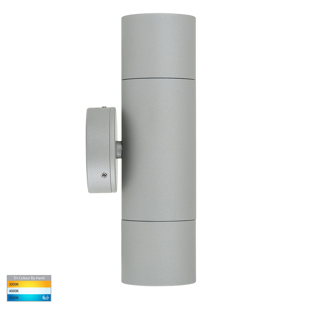 Tivah 2 x 5W CCT 240V GU10 LED Up / Down Wall Light Silver - HV1047GU10T