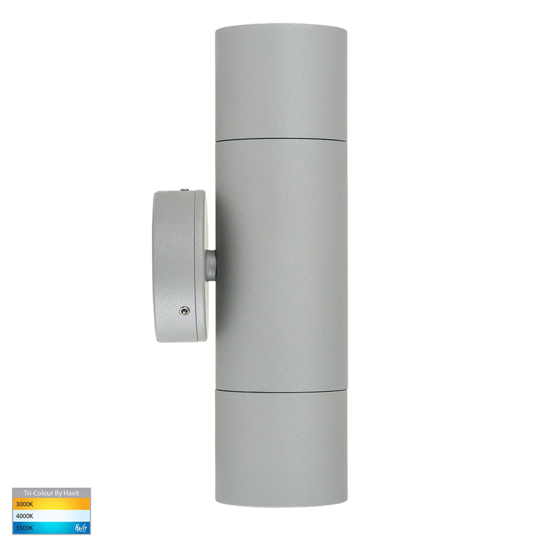 Tivah 2 x 5W CCT 240V GU10 LED Up / Down Wall Light Silver - HV1047GU10T