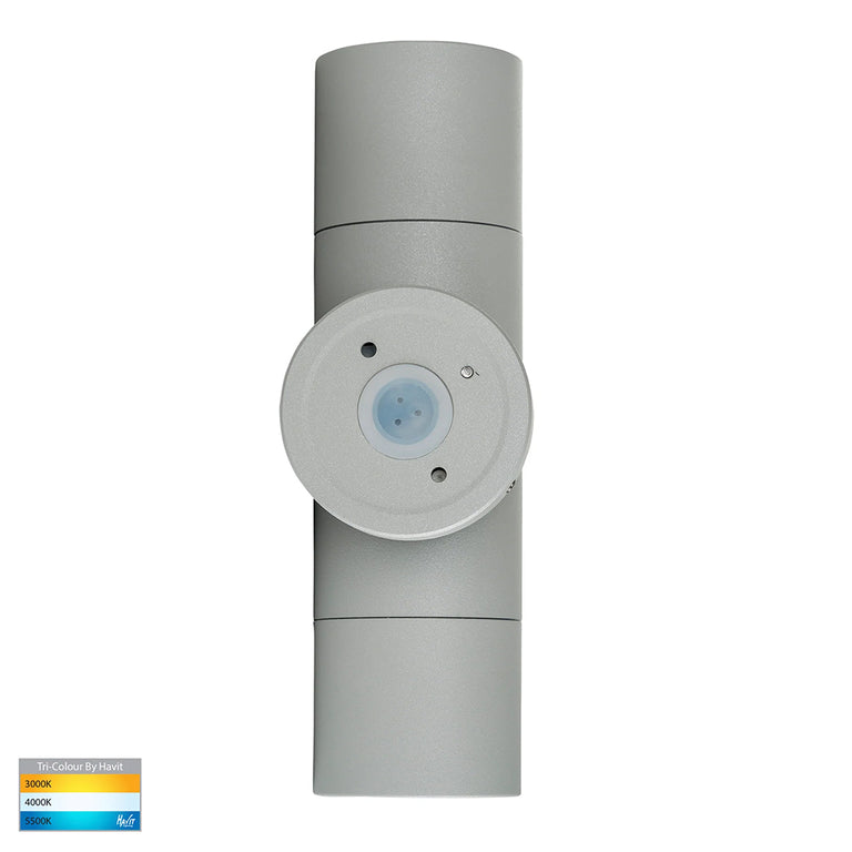 Tivah 2 x 5W CCT 240V GU10 LED Up / Down Wall Light Silver - HV1047GU10T