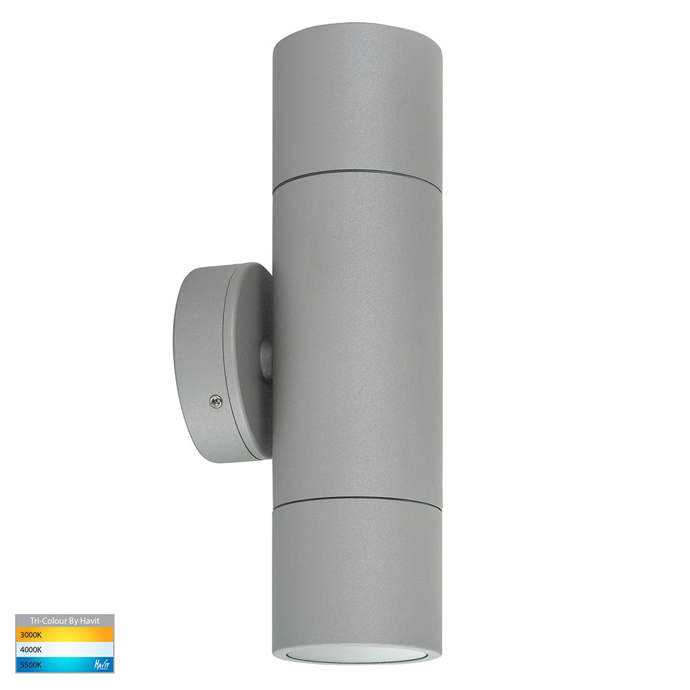 Tivah 2 x 5W CCT 240V GU10 LED Up / Down Wall Light Silver - HV1047GU10T