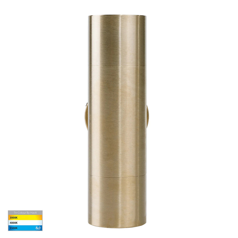 Tivah 2 x 5W CCT 240V GU10 LED Up / Down Wall Light Solid Brass - HV1057GU10T