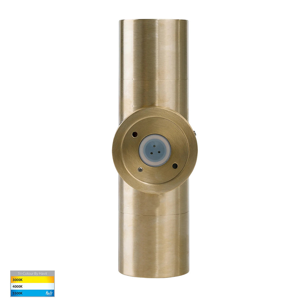 Tivah 2 x 5W CCT 240V GU10 LED Up / Down Wall Light Solid Brass - HV1057GU10T