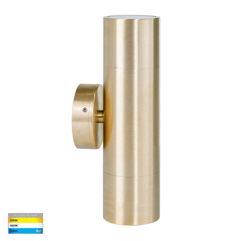 Tivah 2 x 5W CCT 240V GU10 LED Up / Down Wall Light Solid Brass - HV1057GU10T