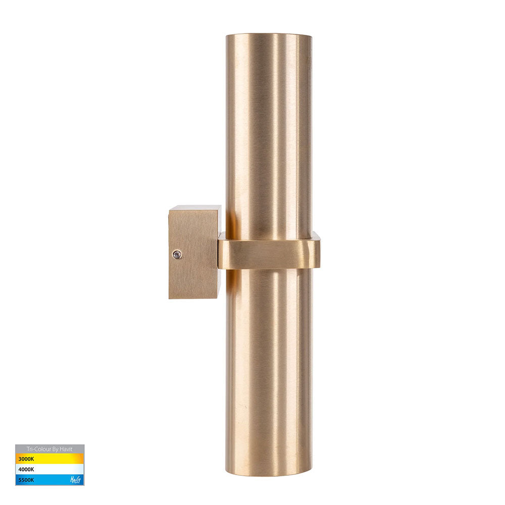 Luz 4 x 9in1 CCT 240V GU10 LED Up / Down Wall Light Solid Brass - HV10592T