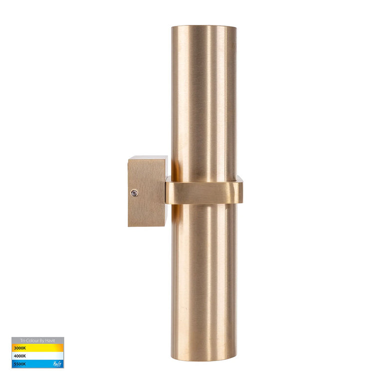 Luz 4 x 9in1 CCT 240V GU10 LED Up / Down Wall Light Solid Brass - HV10592T