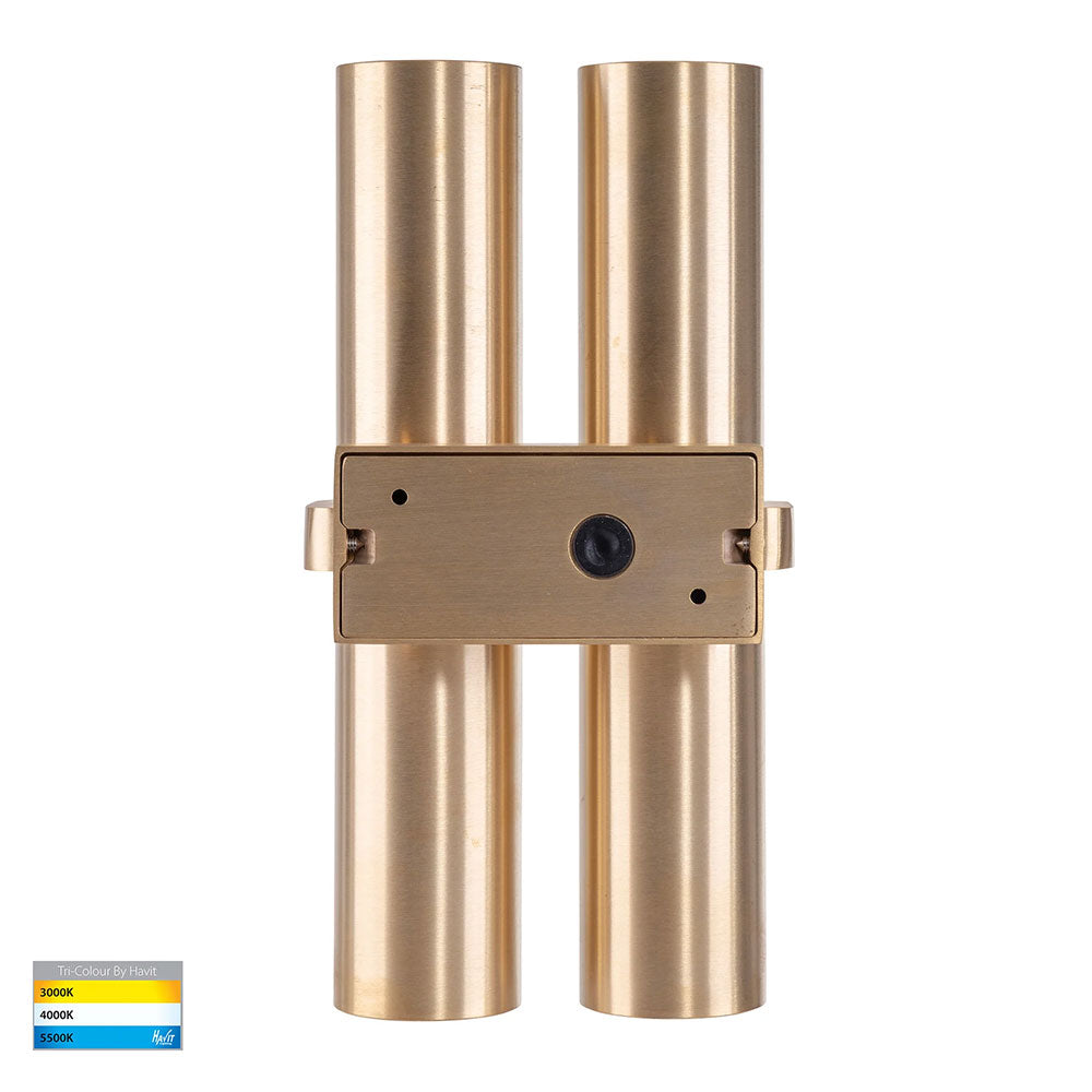 Luz 4 x 9in1 CCT 240V GU10 LED Up / Down Wall Light Solid Brass - HV10592T