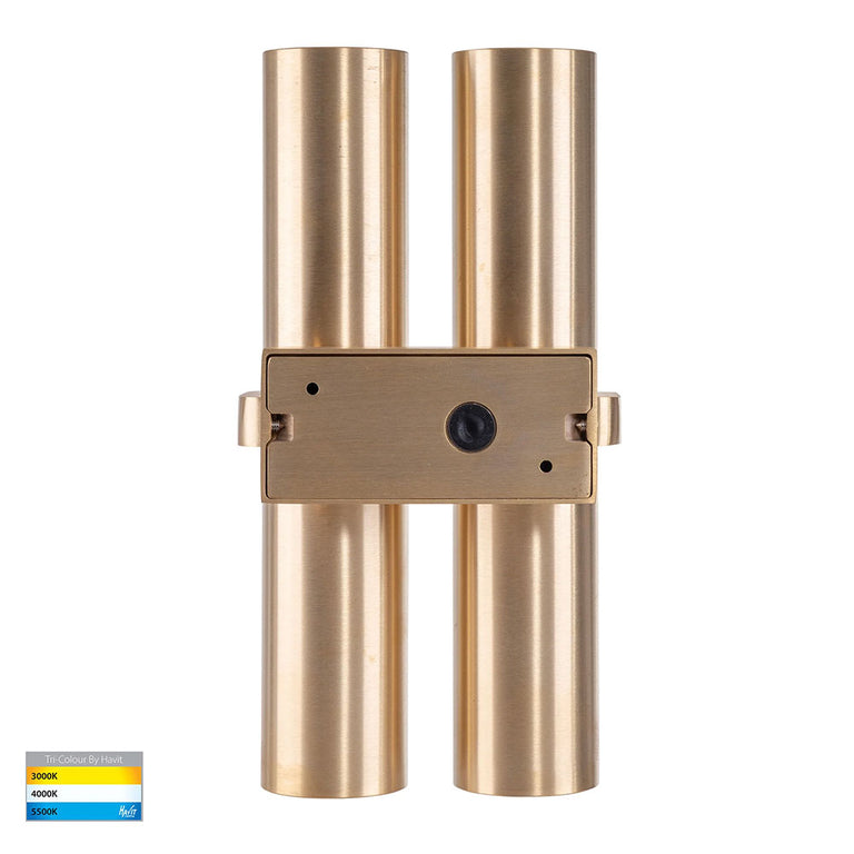 Luz 4 x 9in1 CCT 240V GU10 LED Up / Down Wall Light Solid Brass - HV10592T