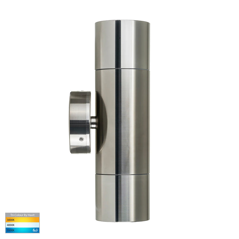 Tivah 2 x 5W CCT 12V DC MR16 LED Up / Down Wall Light Titanium Aluminium - HV1087MR16T