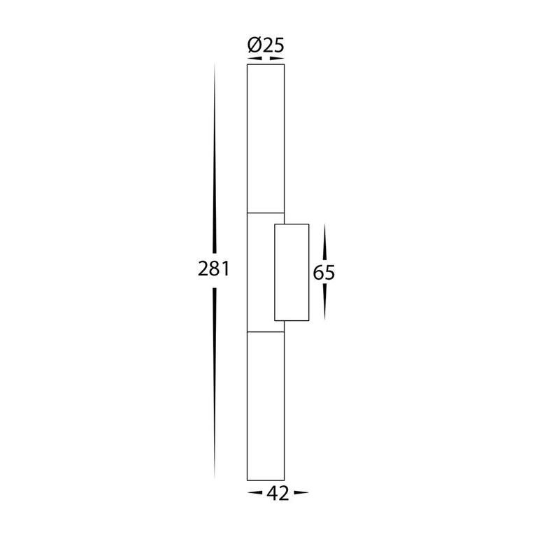 Akril Aluminium 2 Light LED Wall Light Black - HV10922T-BLK