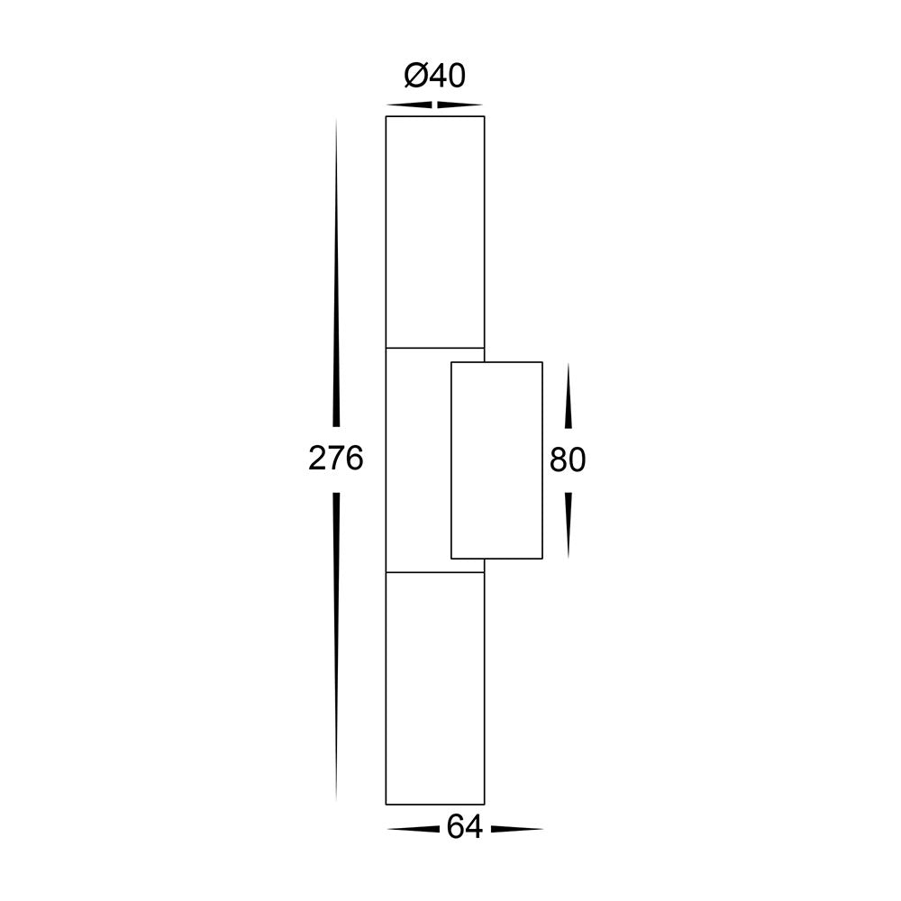 Akril Aluminium 2 Light LED Wall Light Black - HV10932T-BLK