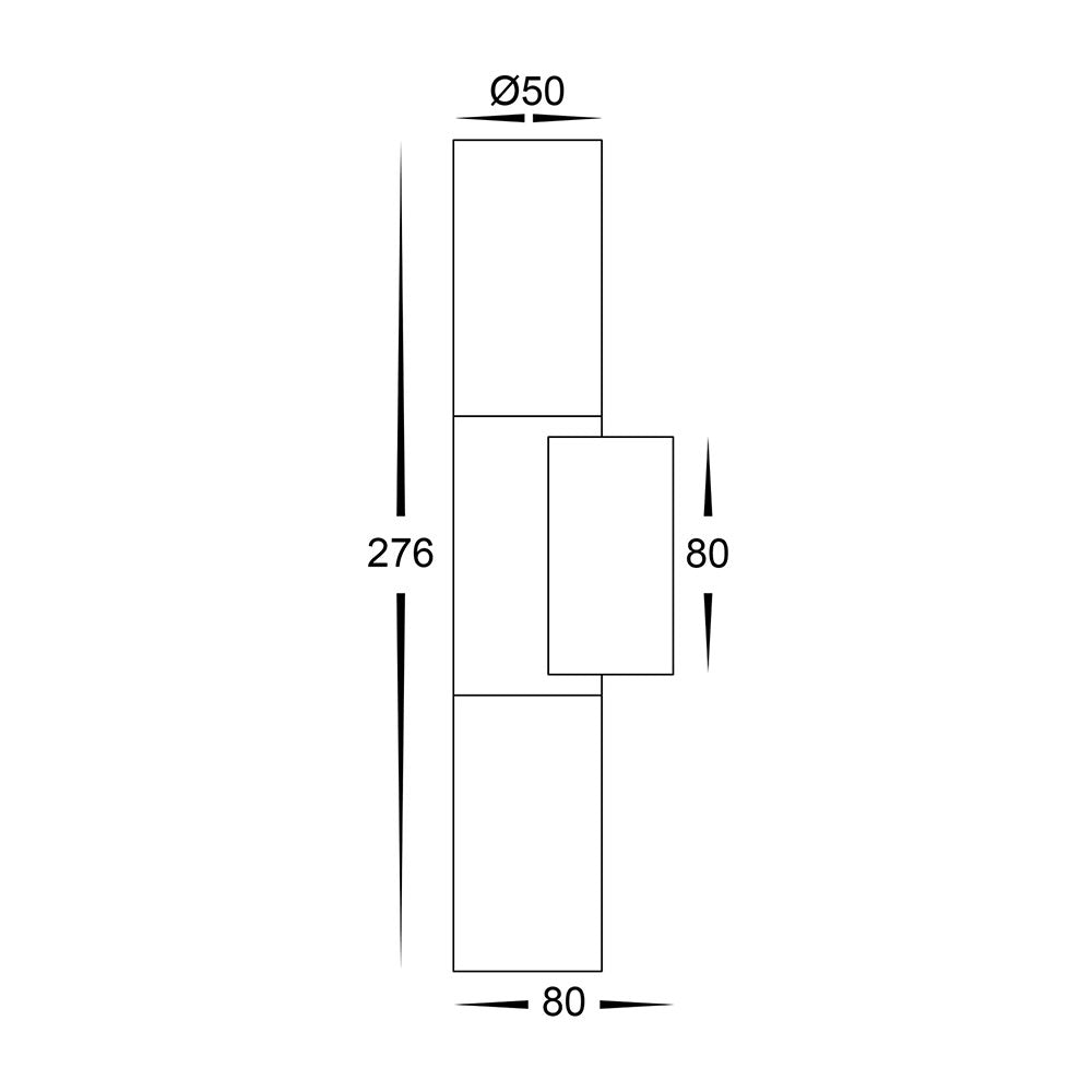 Akril Aluminium 2 Light LED Wall Light Black - HV10942T-BLK