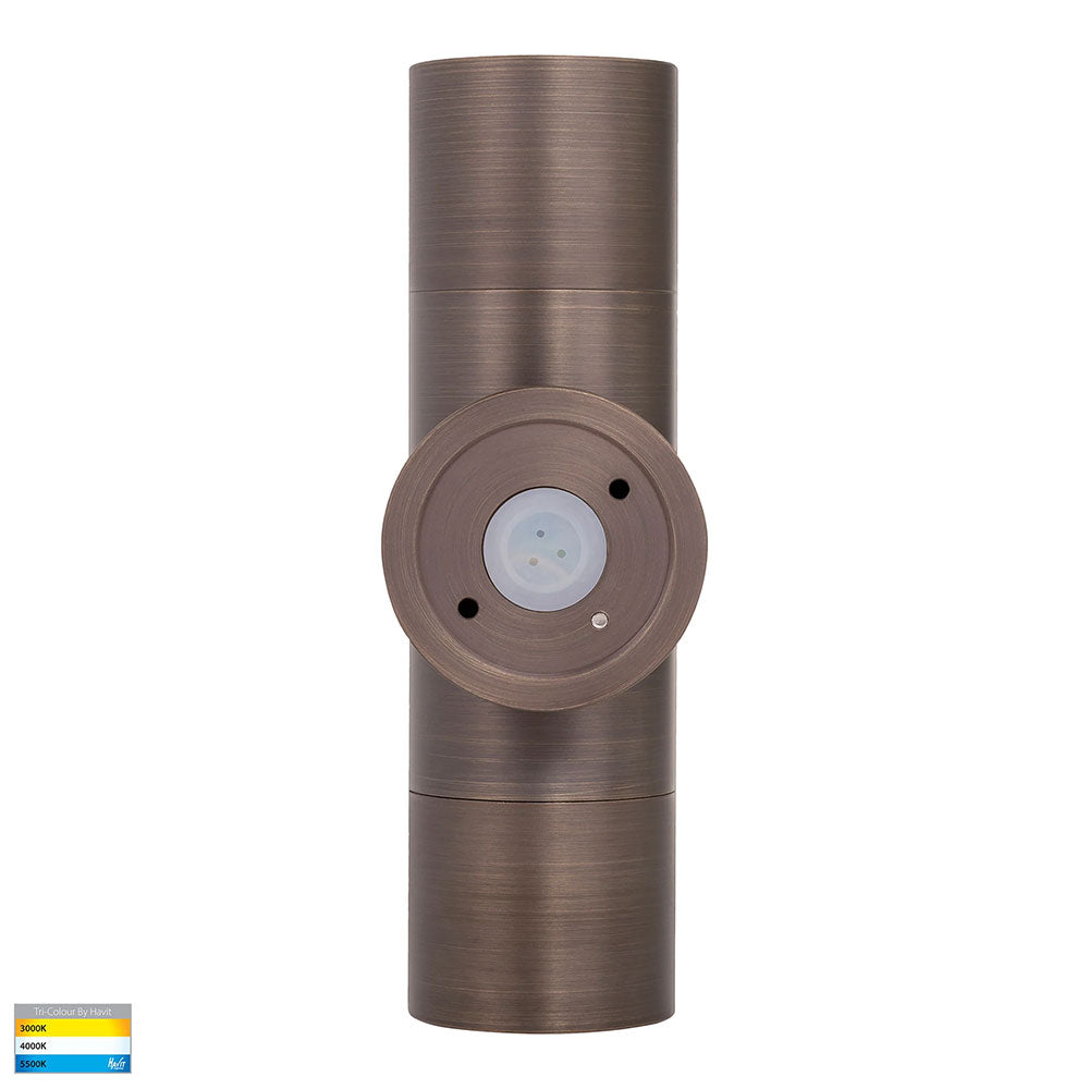 Tivah 2 x 5W CCT 12V DC MR16 LED Up / Down Wall Light Antique Brass - HV1097MR16T