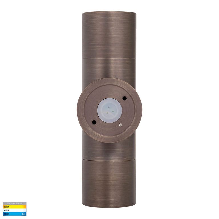 Tivah 2 x 5W CCT 12V DC MR16 LED Up / Down Wall Light Antique Brass - HV1097MR16T