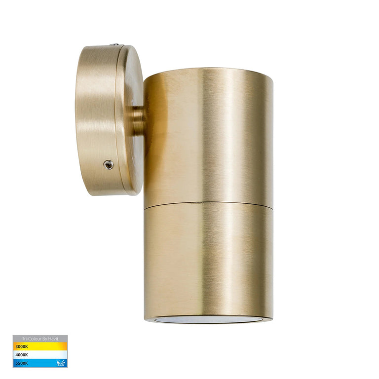 Tivah 5W CCT 240V GU10 LED Fixed Wall Pillar Light Solid Brass - HV1157GU10T