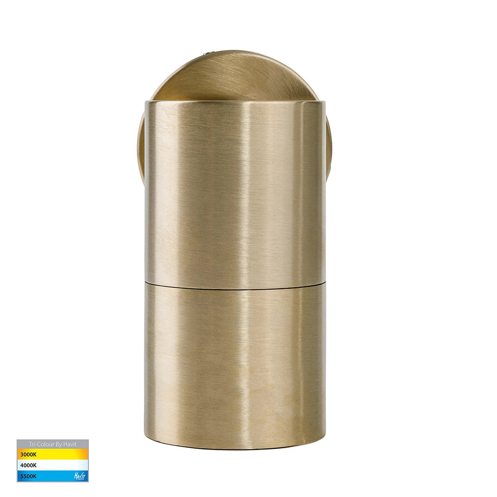 Tivah 5W CCT 240V GU10 LED Fixed Wall Pillar Light Solid Brass - HV1157GU10T