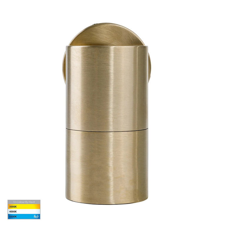 Tivah 5W CCT 240V GU10 LED Fixed Wall Pillar Light Solid Brass - HV1157GU10T