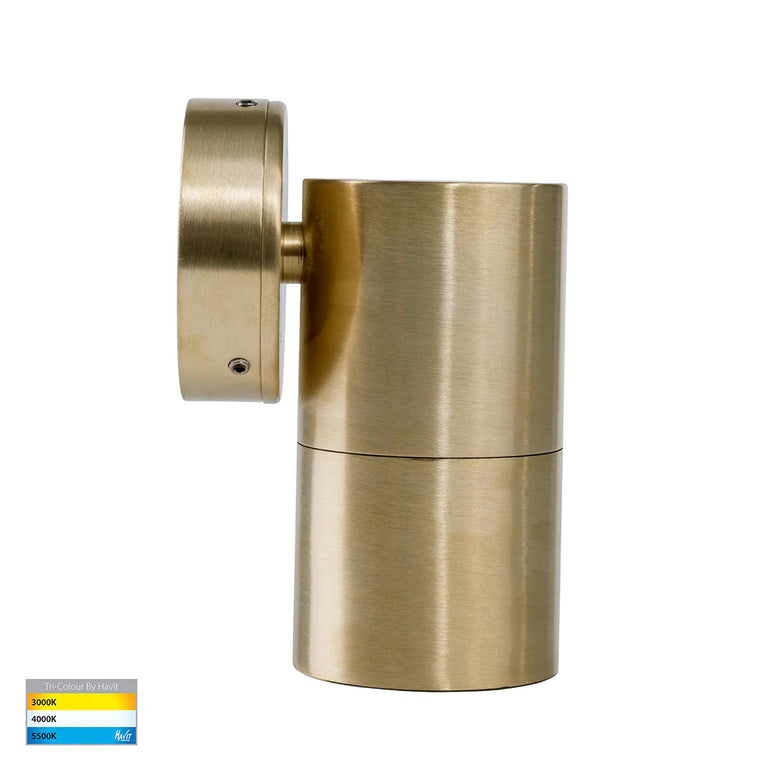 Tivah 5W CCT 240V GU10 LED Fixed Wall Pillar Light Solid Brass - HV1157GU10T