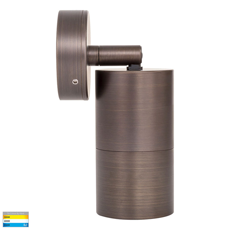 Tivah 5W CCT 240V GU10 LED Adjustable Wall Light Antique Brass - HV1297GU10T