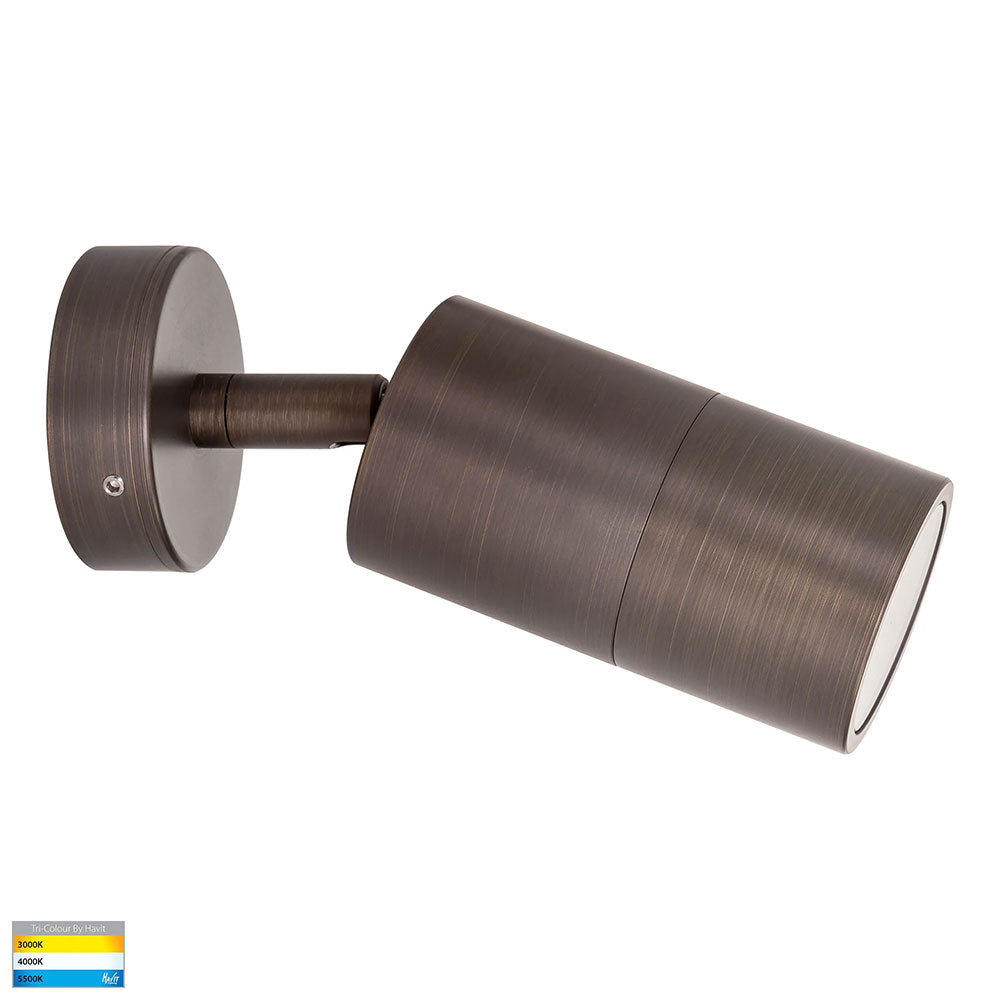 Tivah 5W CCT 240V GU10 LED Adjustable Wall Light Antique Brass - HV1297GU10T