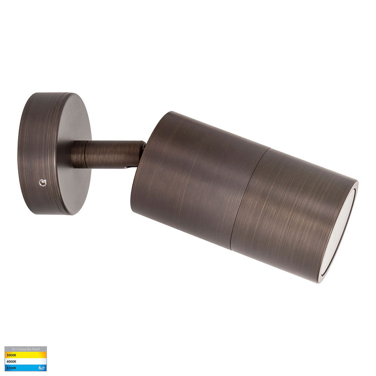 Tivah 5W CCT 240V GU10 LED Adjustable Wall Light Antique Brass - HV1297GU10T