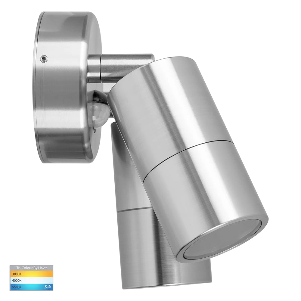 Tivah 2 x 9in1 CCT 240V GU10 LED Double Adjustable Spot Lights With Sensor Stainless Steel - HV1305T-PIR