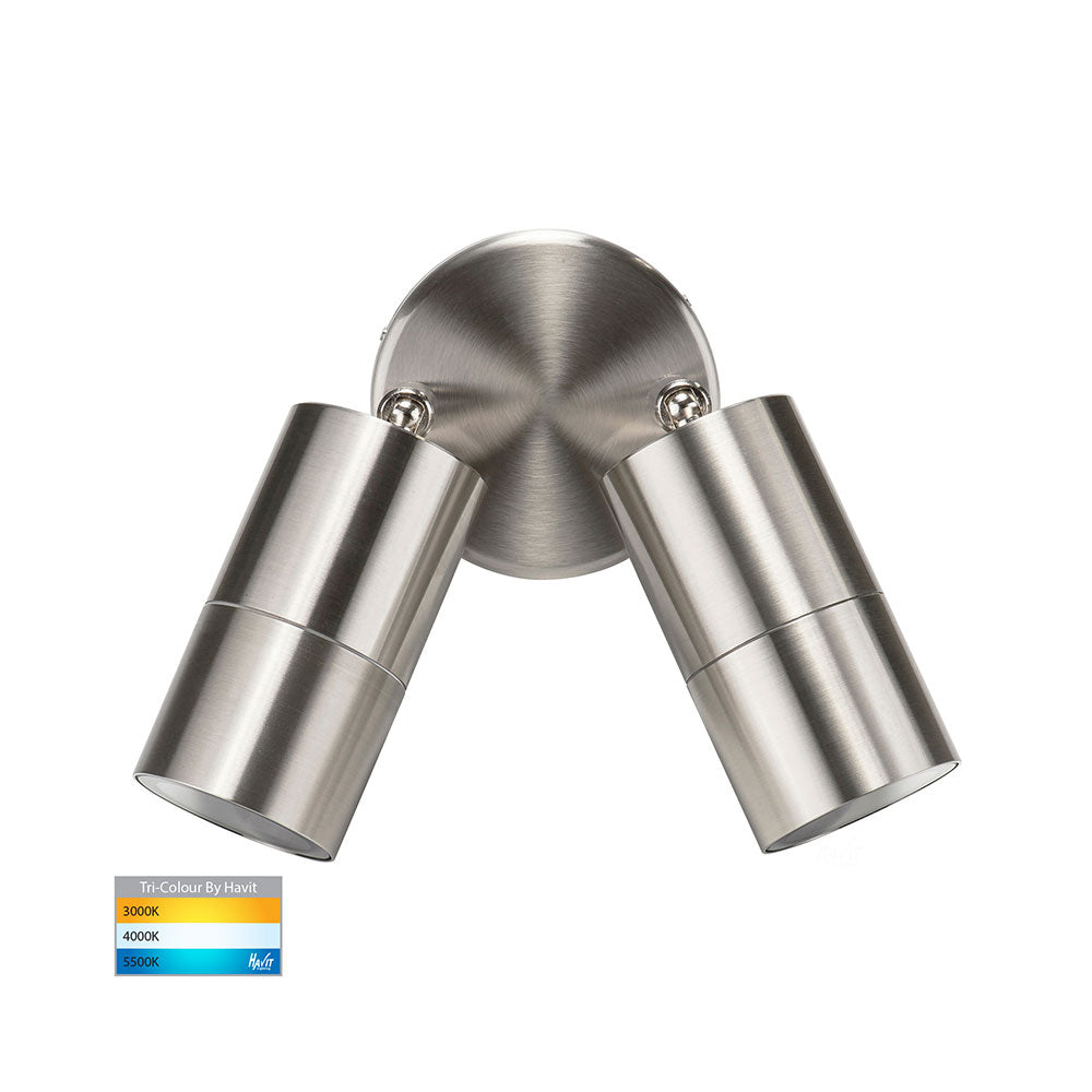 Fortis 2 x 5W 240V GU10 LED Double Adjustable Wall Light 304 Stainless Steel - HV1372T