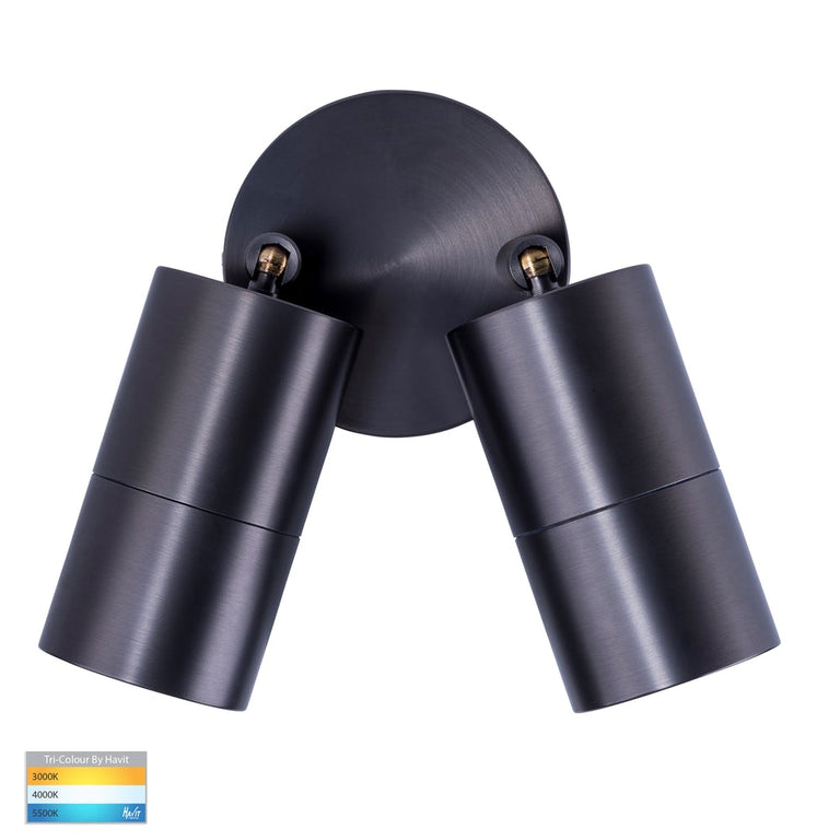 Tivah 2 x 5W CCT 12V DC MR16 LED Double Adjustable Wall Light Graphite - HV1377MR16T
