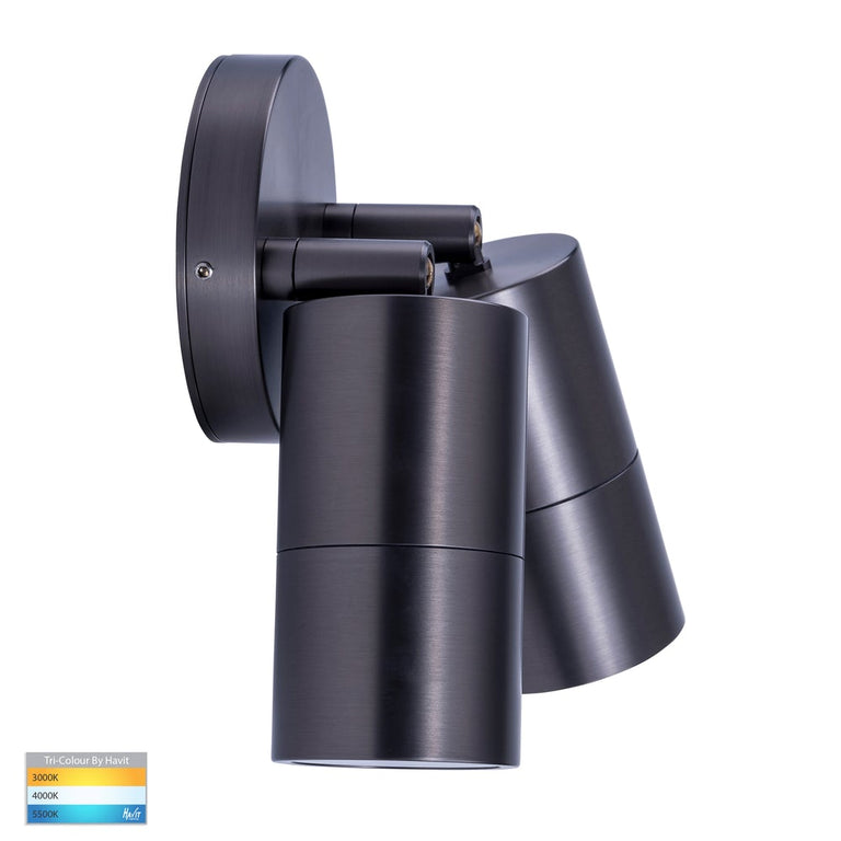 Tivah 2 x 5W CCT 240V GU10 LED Double Adjustable Wall Light Graphite - HV1377GU10T