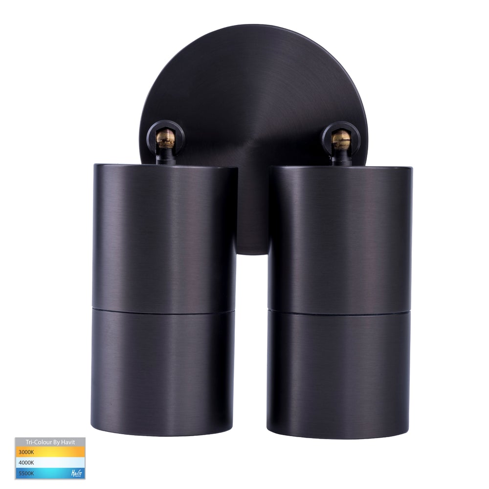 Tivah 2 x 5W CCT 12V DC MR16 LED Double Adjustable Wall Light Graphite - HV1377MR16T