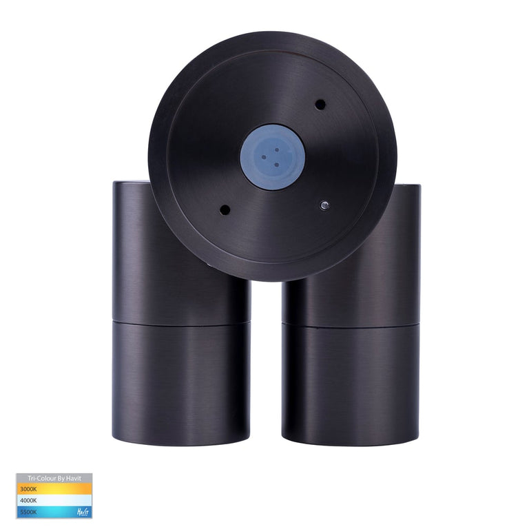 Tivah 2 x 5W CCT 240V GU10 LED Double Adjustable Wall Light Graphite - HV1377GU10T