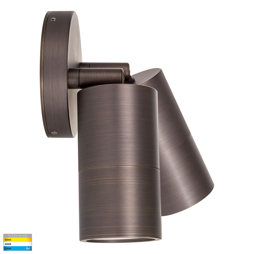 Tivah 2 x 5W CCT 240V GU10 LED Double Adjustable Wall Light Antique Brass - HV1397GU10T