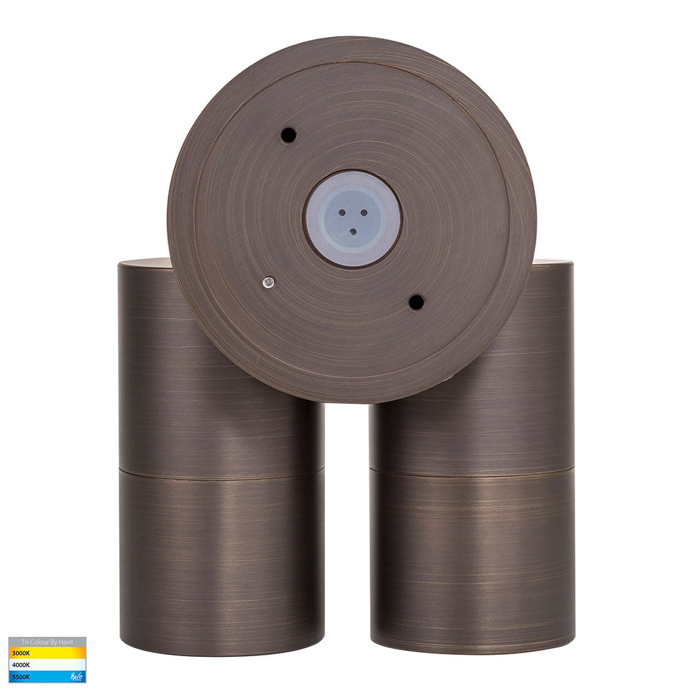 Tivah 2 x 5W CCT 240V GU10 LED Double Adjustable Wall Light Antique Brass - HV1397GU10T