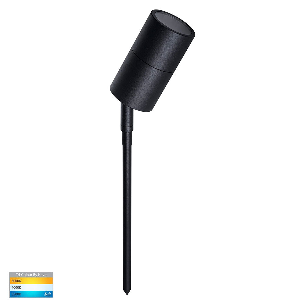 Tivah 5W CCT 12V DC MR16 LED Adjustable Spike Light Black 316 Stainless Steel - HV1427T-SSBLK