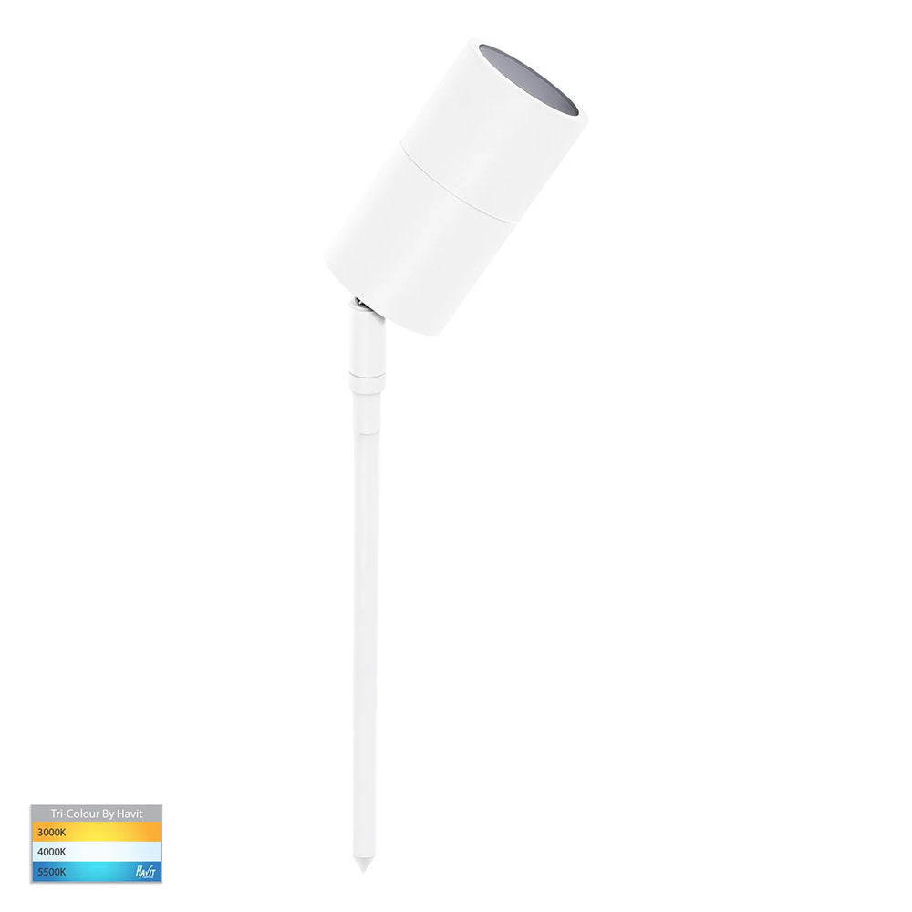 Tivah 5W CCT 12V DC Adjustable MR16 LED Spike Light Matt White - HV1427T-WHT