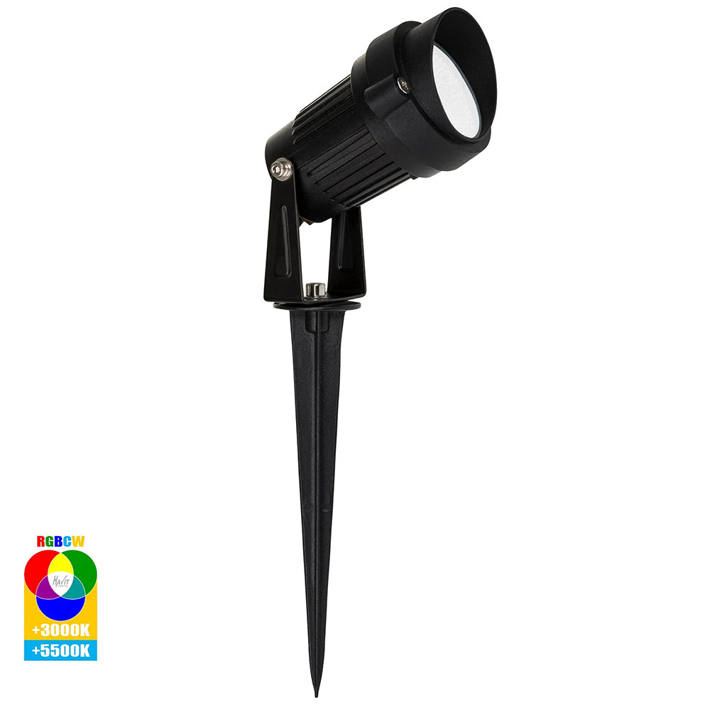 Spitze 3W 24V DC LED Single Adjustable Spike Light Black - HV1428RGBCW