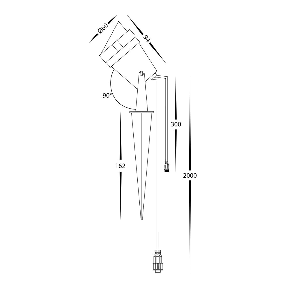 Spitze 3W 24V DC LED Single Adjustable Spike Light Black - HV1428RGBCW
