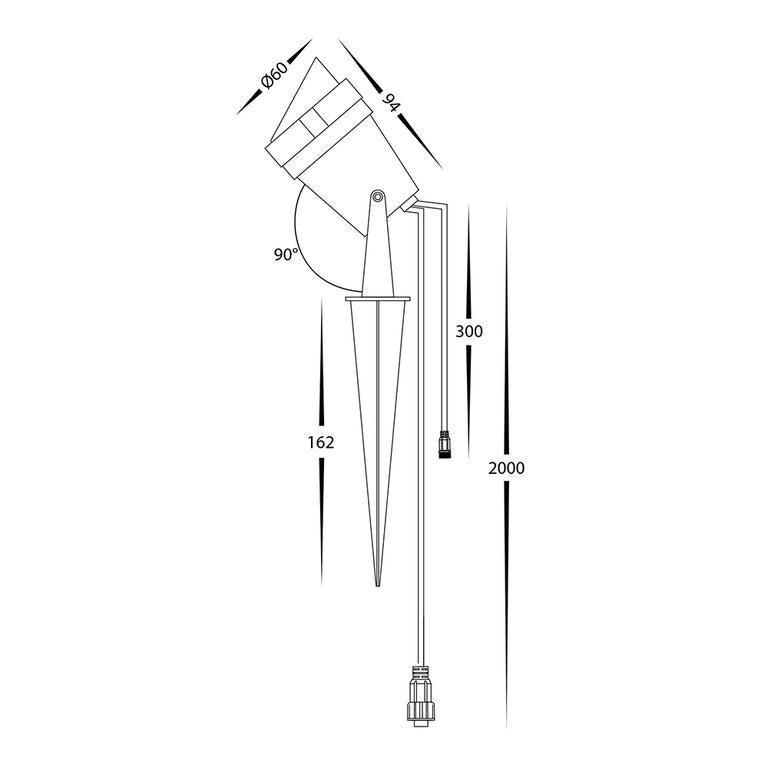 Spitze 3W 24V DC LED Single Adjustable Spike Light Black - HV1428RGBCW