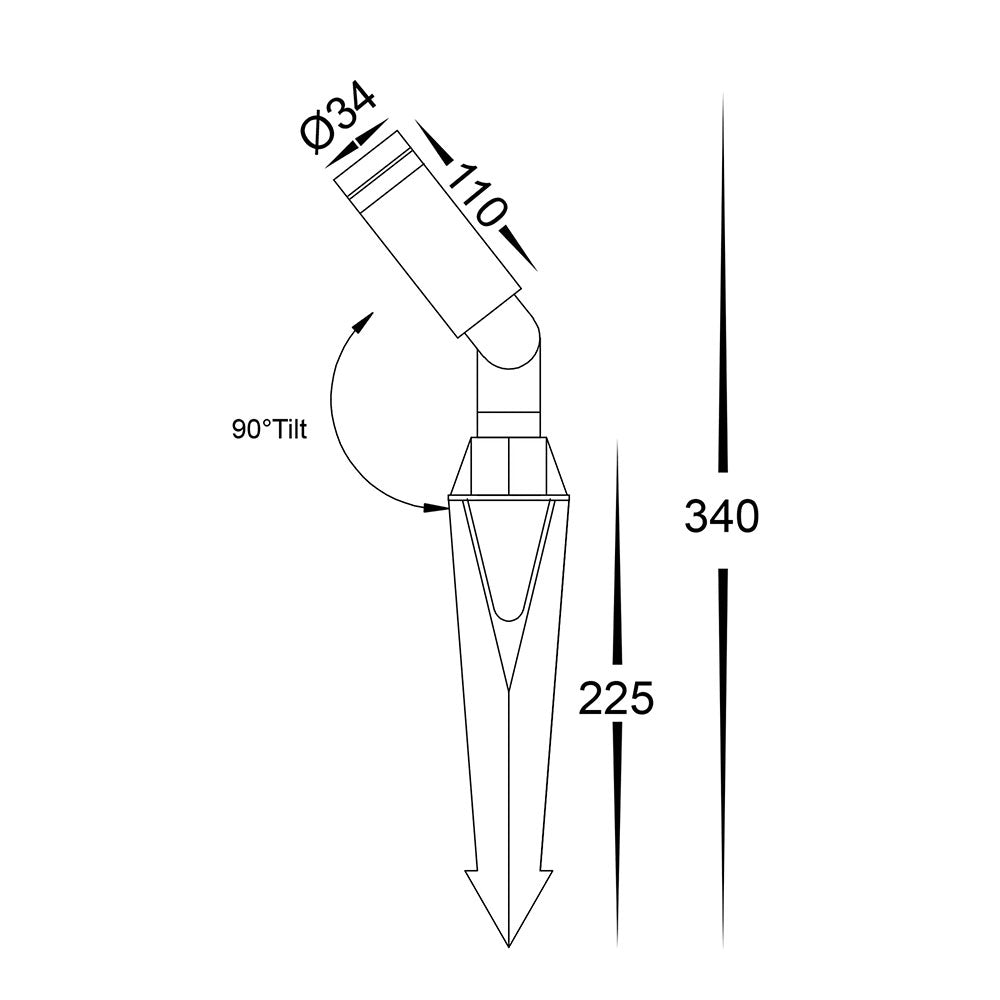 Cilindor 3W CCT 12V DC LED Spike Light Solid Brass - HV1435T-BR