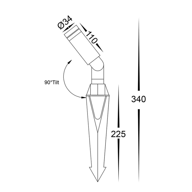 Cilindor 3W CCT 12V DC LED Spike Light Solid Brass - HV1435T-BR
