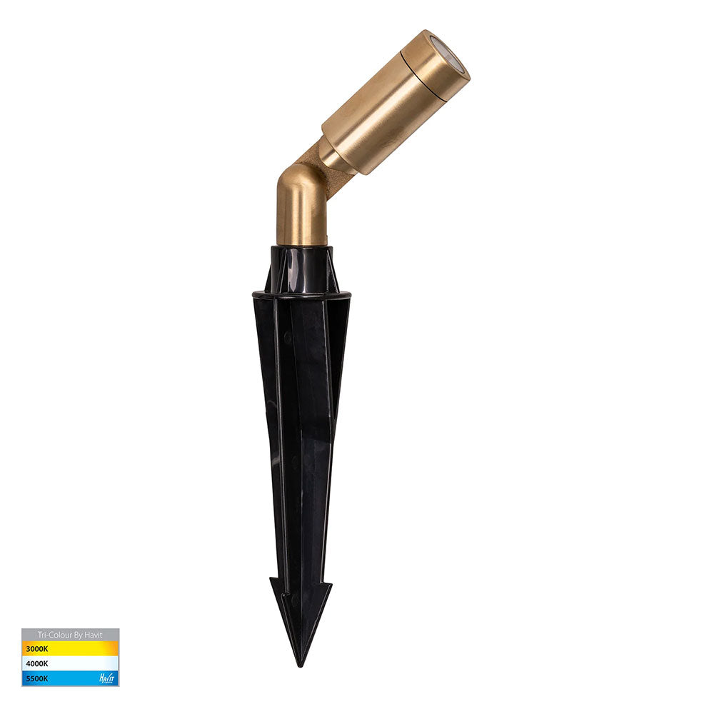 Cilindor 3W CCT 12V DC LED Spike Light Solid Brass - HV1435T-BR