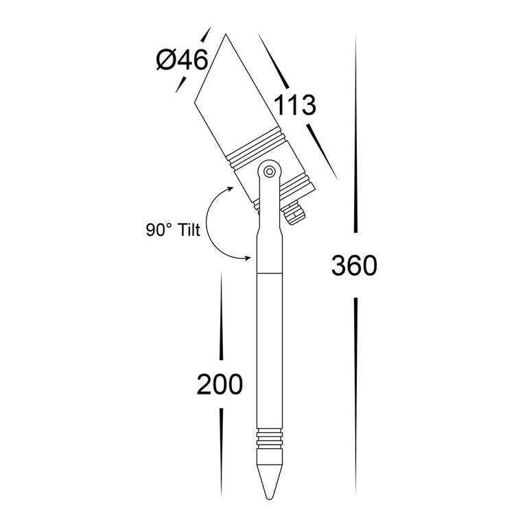 Napa Aluminium LED Garden Spike Spotlight Black - HV1445T-BLK