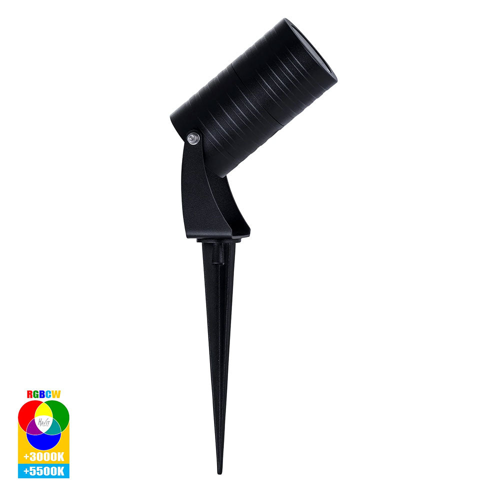 Nova 7W 12V DC LED Garden Spike Light Black - HV1462RGBCW-BLK