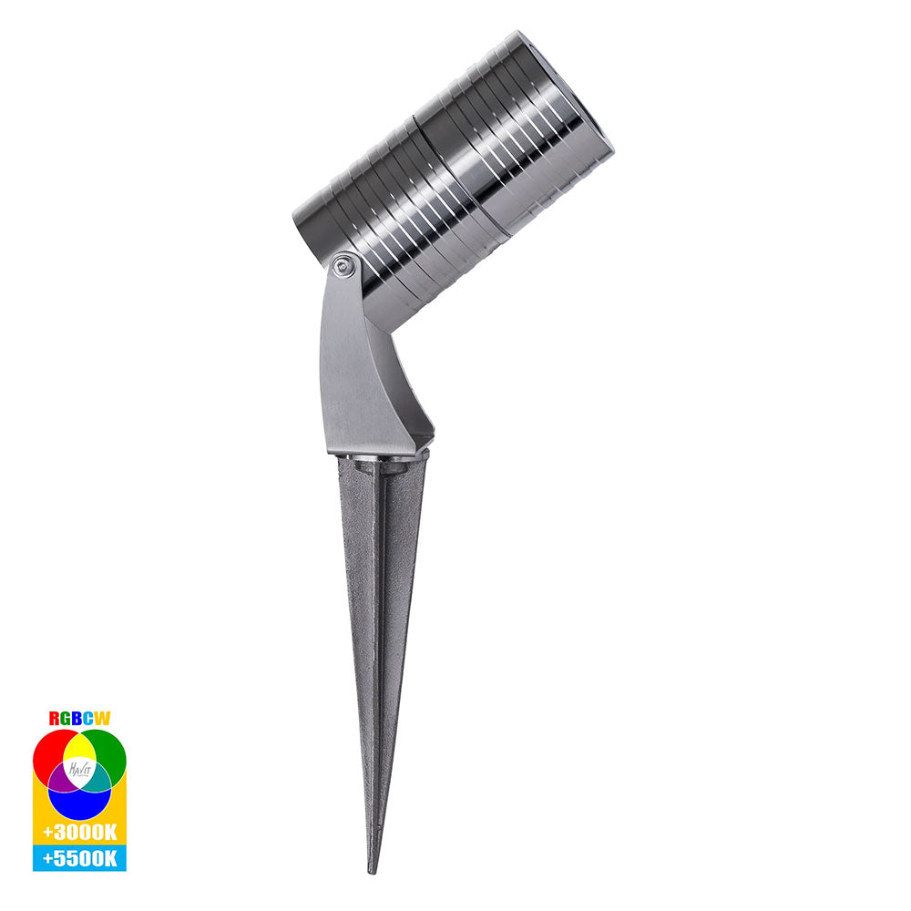 Nova 7W 12V DC LED Garden Spike Light Stainless Steel - HV1462RGBCW-SS316