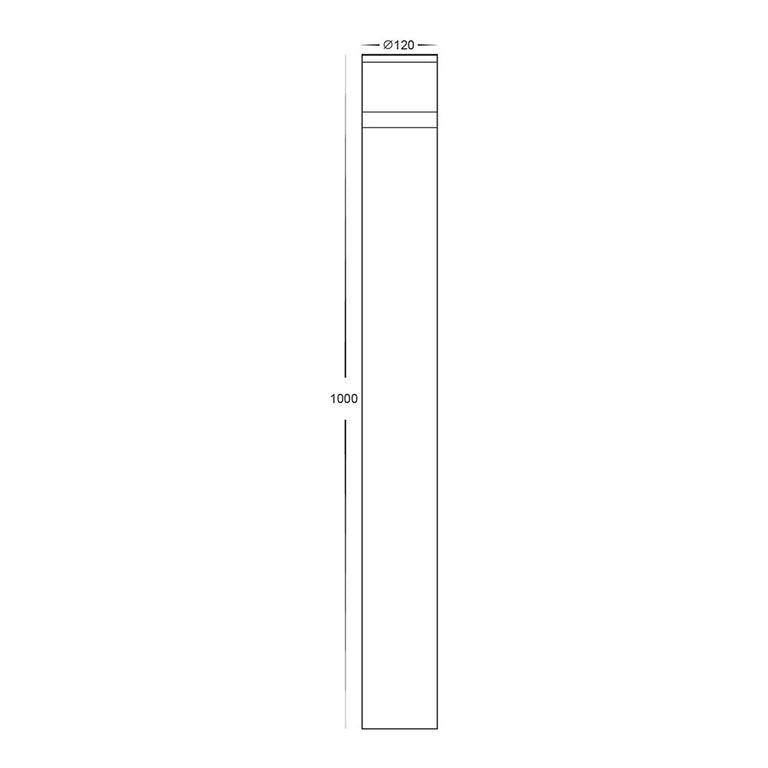 Highlite 18W / 24W CCT 24V DC LED 1000mm Bollard Light Black - HV1626T-BLK-24V