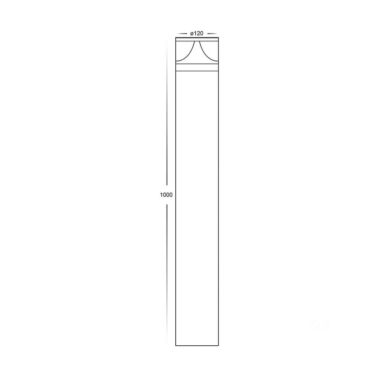 Divad 12W CCT 24V DC LED Round 1000mm Bollard Black - HV1629T-BLK-24V-RND
