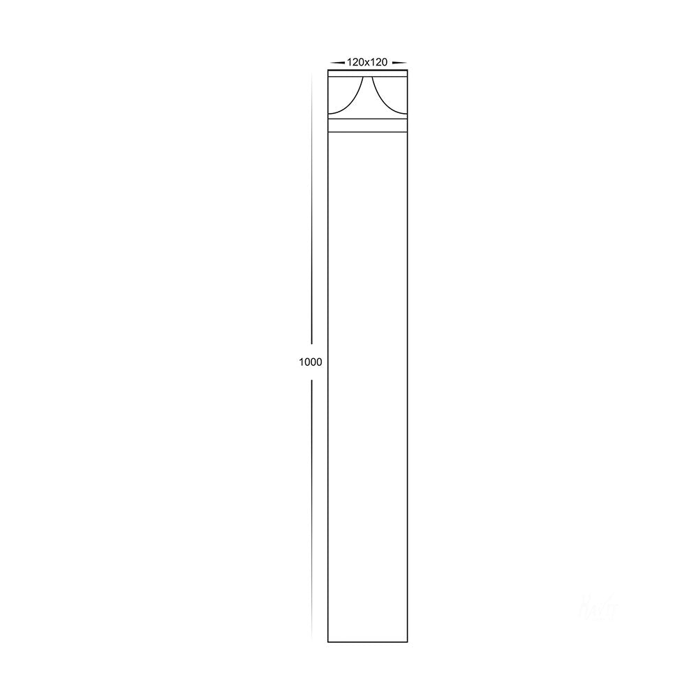 Divad 12W CCT 240V LED Square 1000mm Bollard Black - HV1629T-BLK-240V-SQ